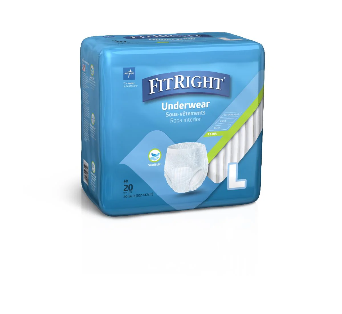 FitRight Extra Protective Underwear, Large, 40″-56″ (case of 80)
