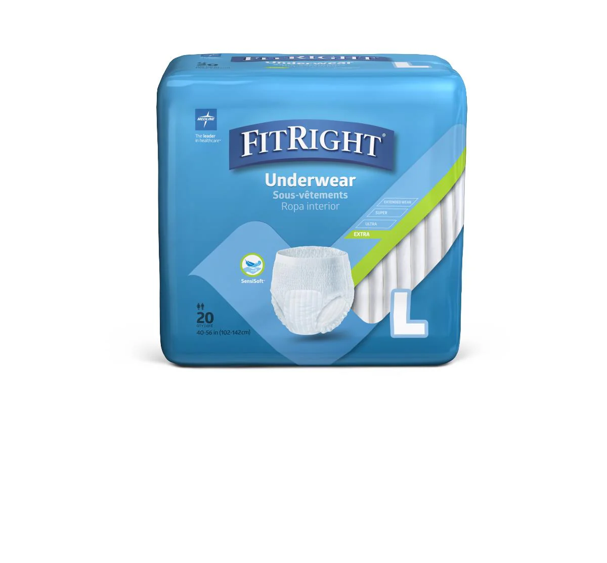 FitRight Extra Protective Underwear, Large, 40″-56″ (bag of 20)