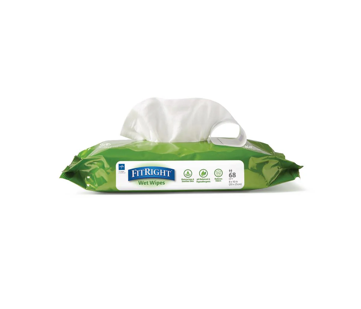 FitRight Aloe Scented Wet Wipes, 8″ x 10″, Peel and Reseal Pack (pack of 68)