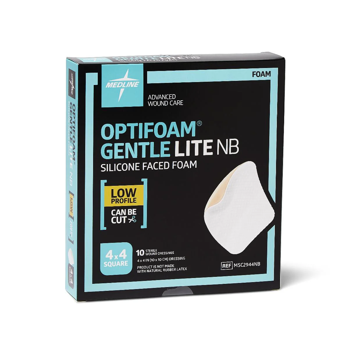 Optifoam Gentle Lite Foam Dressing, 4″ x 4″ (case of 100)