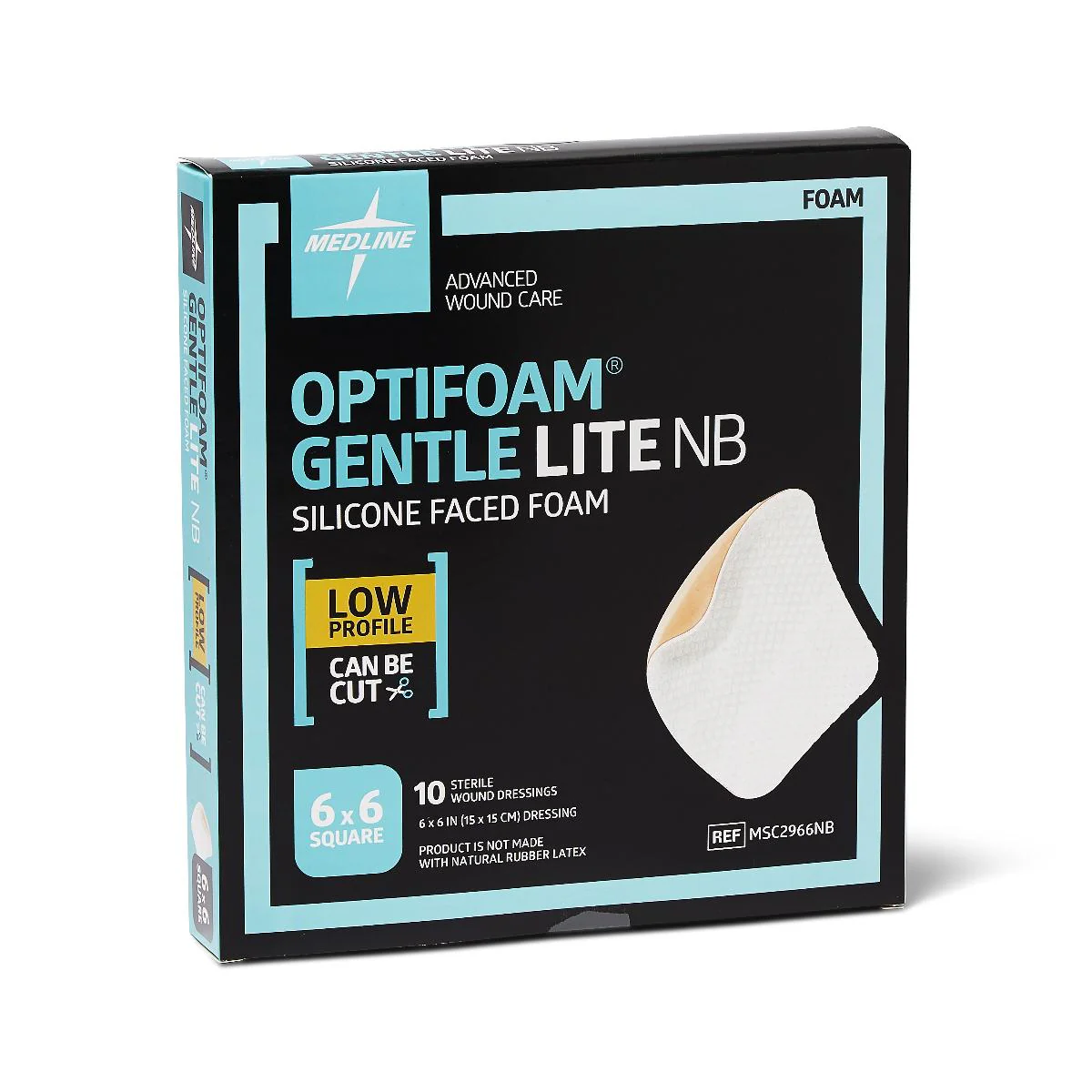 Optifoam Gentle Lite Foam Dressing, 6″ x 6″ (case of 100)