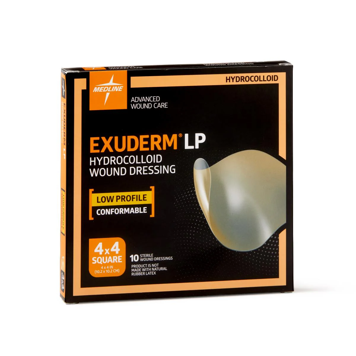 Exuderm LP Low-Profile Hydrocolloid Wound Dressing, 4″ x 4″ (box of 10)
