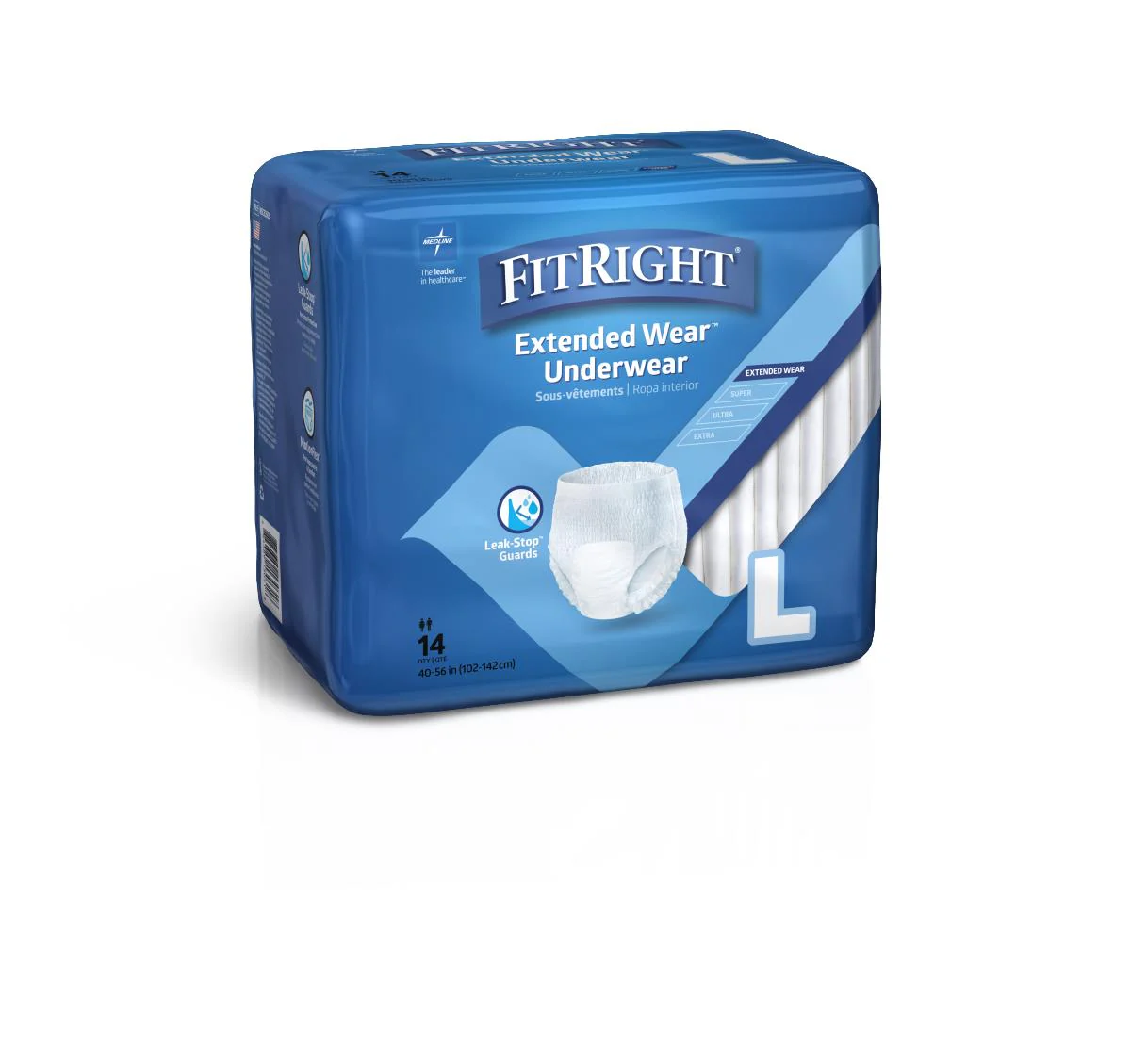 Extended Wear Adult Underwear, Large, 40″ to 56″ (case of 56)