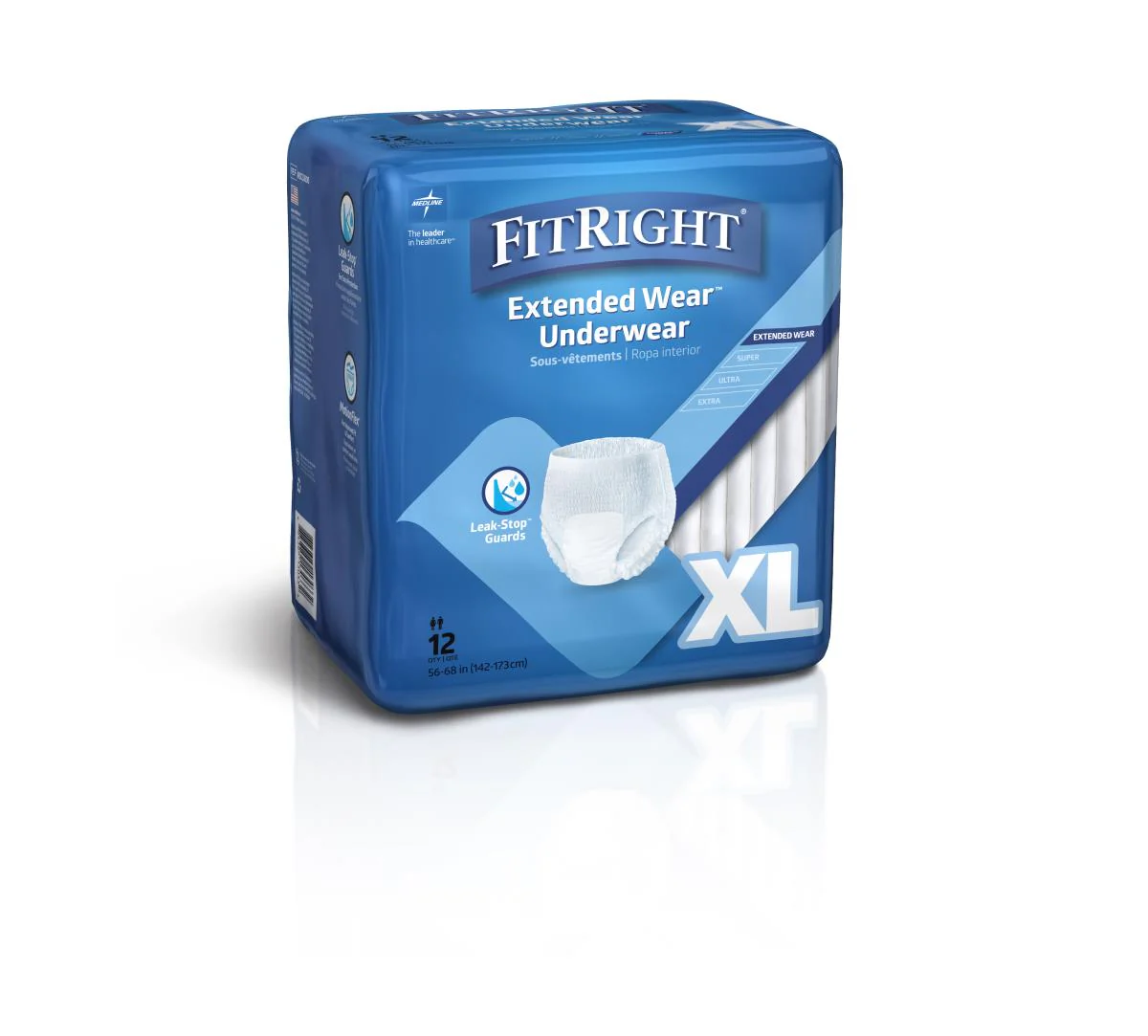 Extended Wear Adult Underwear, X-Large, 56″-68″ (bag of 12)