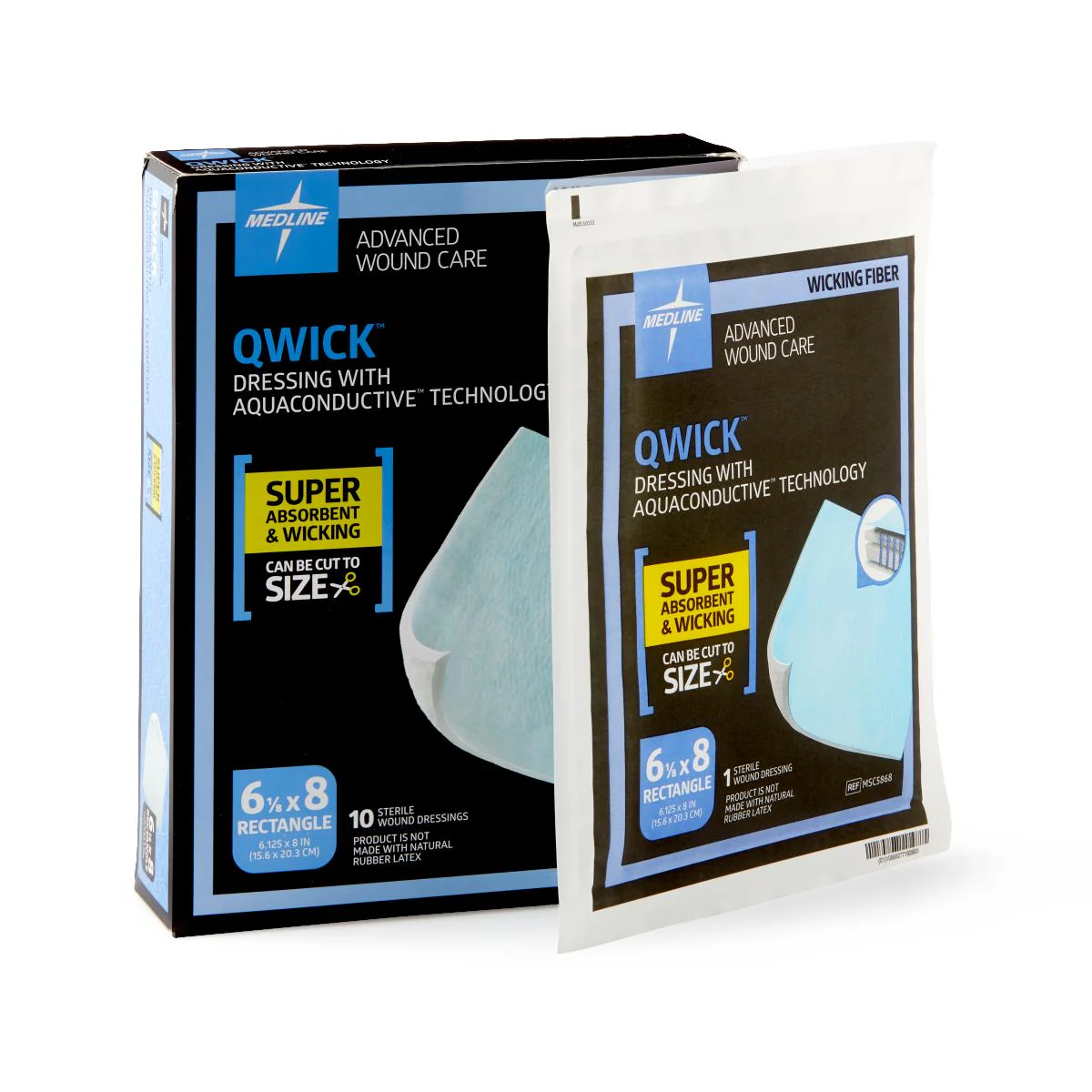 Qwick Nonadhesive Dressing with Aquaconductive Technology, 6.125″ x 8″ (case of 50)