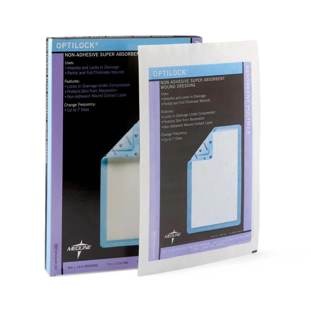 OptiLock Nonadhesive Super Absorbent Wound Dressings, 8″ x 12″ (case of 80)