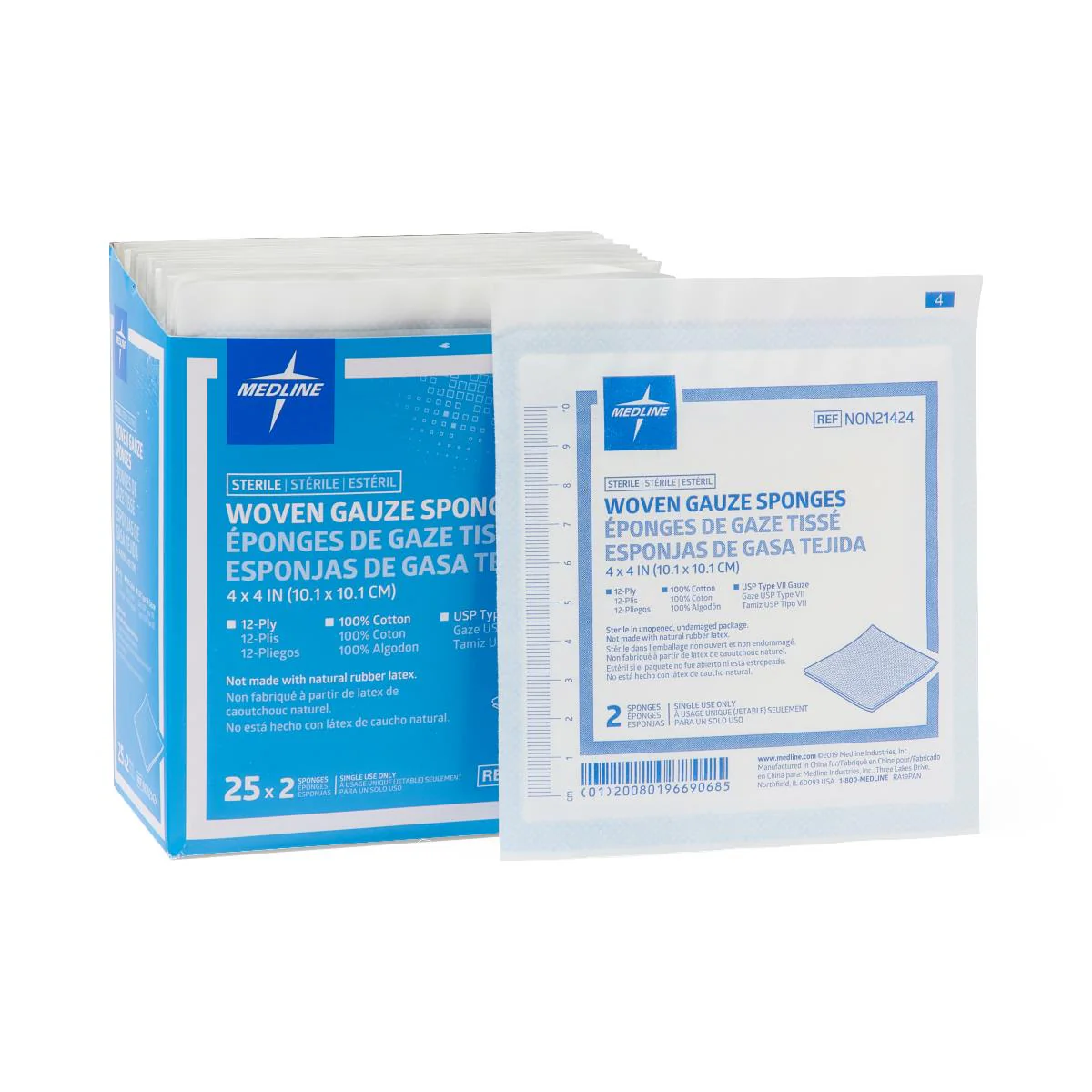 Woven Sterile Gauze Sponges, 4″ x 4″ (box of 50)