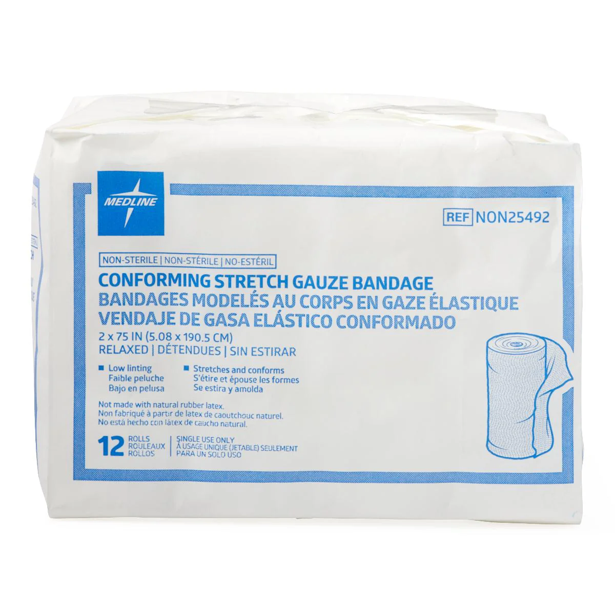 Nonsterile Conforming Gauze Bandage, 2″ x 75″ (box of 12)