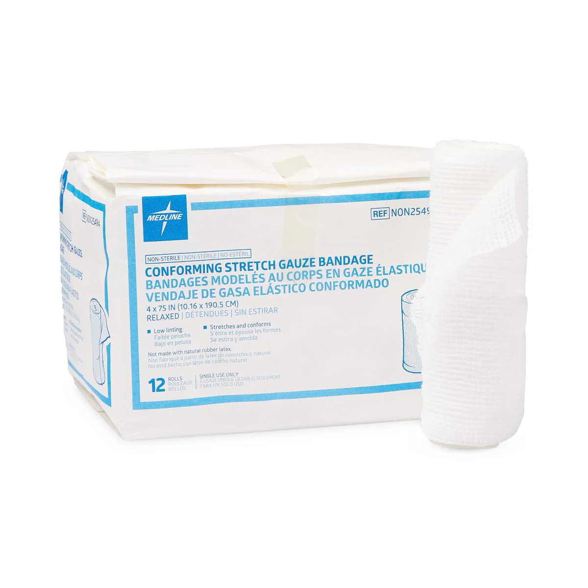 Nonsterile Conforming Gauze Bandage, 4″ x 75″ (box of 12)