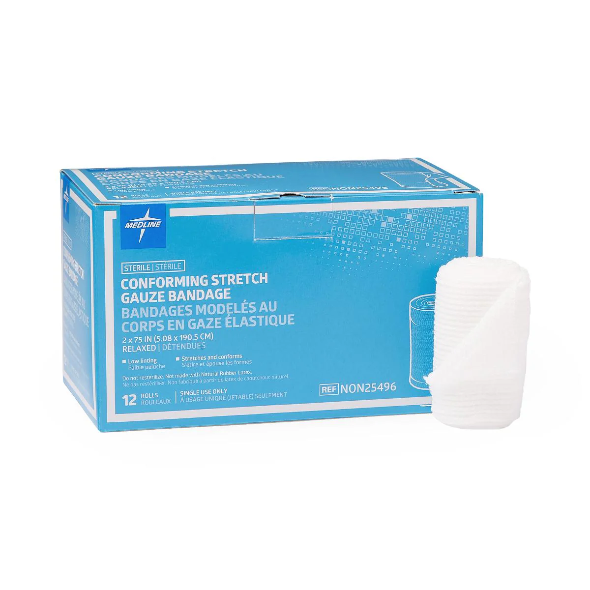Sterile Conforming Gauze Bandage, 2″ x 75″ (box of 12)