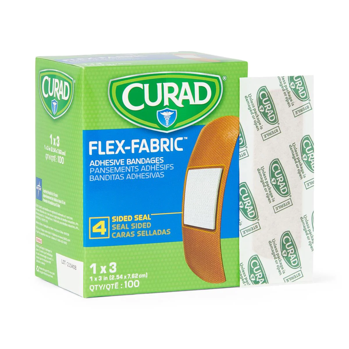 CURAD Flex-Fabric Adhesive Bandages, 1″ x 3″ Strips (case of 1200)