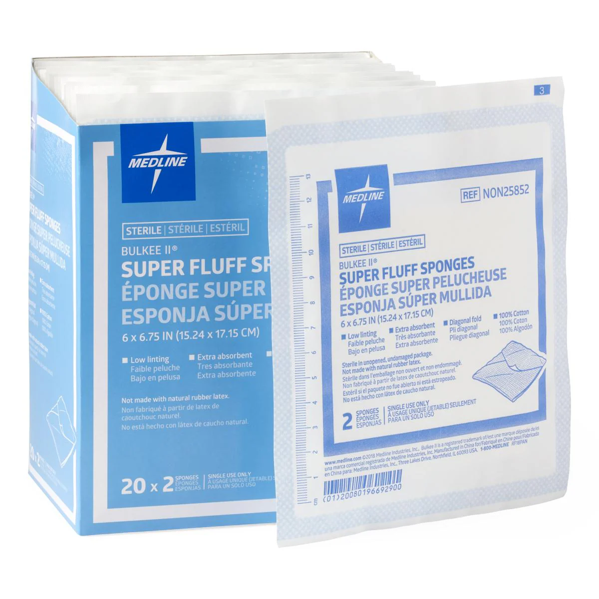 Bulkee II Super Fluff Sponges, 6″ x 6.75″ in 2-Packs (box of 40)