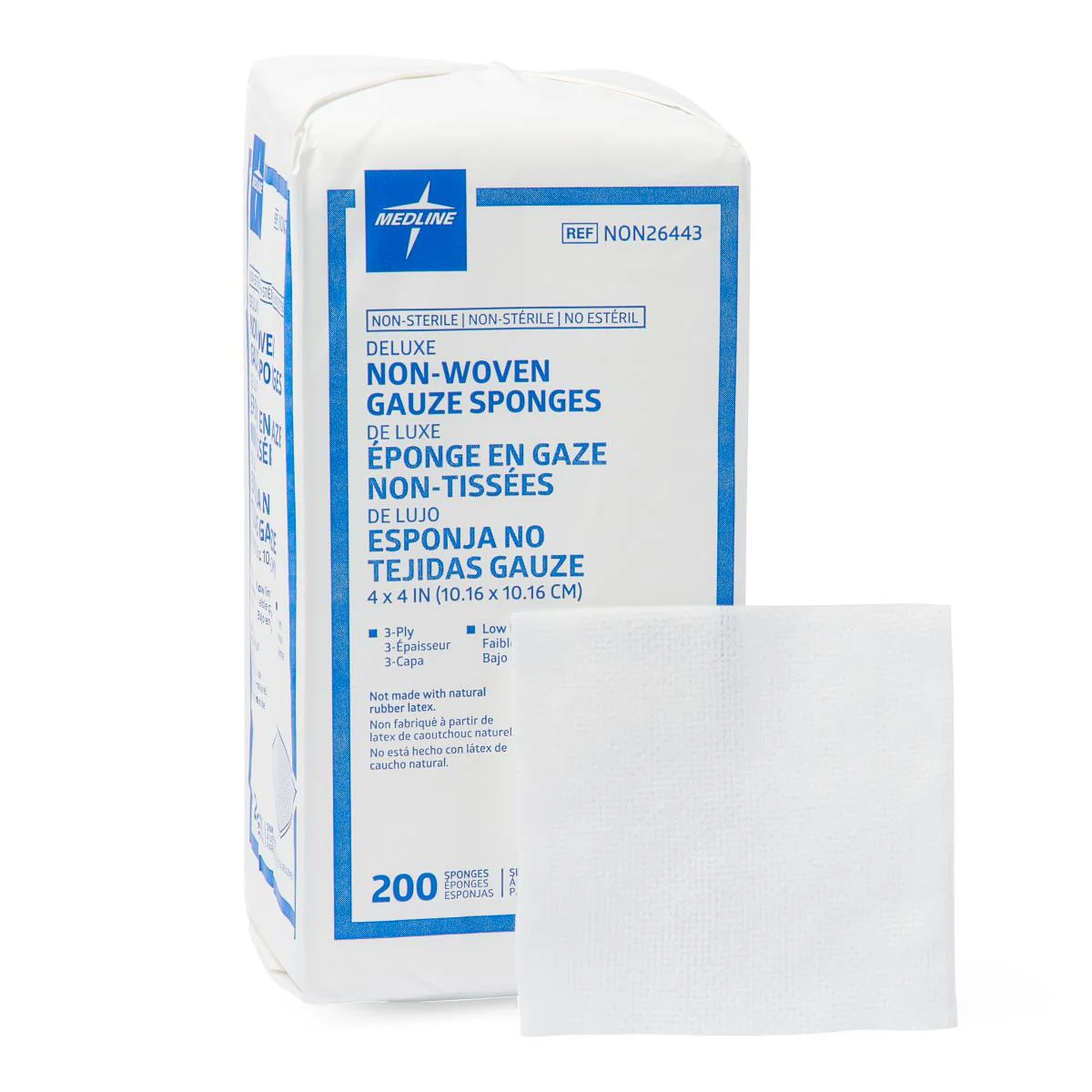 Deluxe Nonsterile Nonwoven 3-Ply Gauze Sponges, 4″ x 4″ (case of 2000)