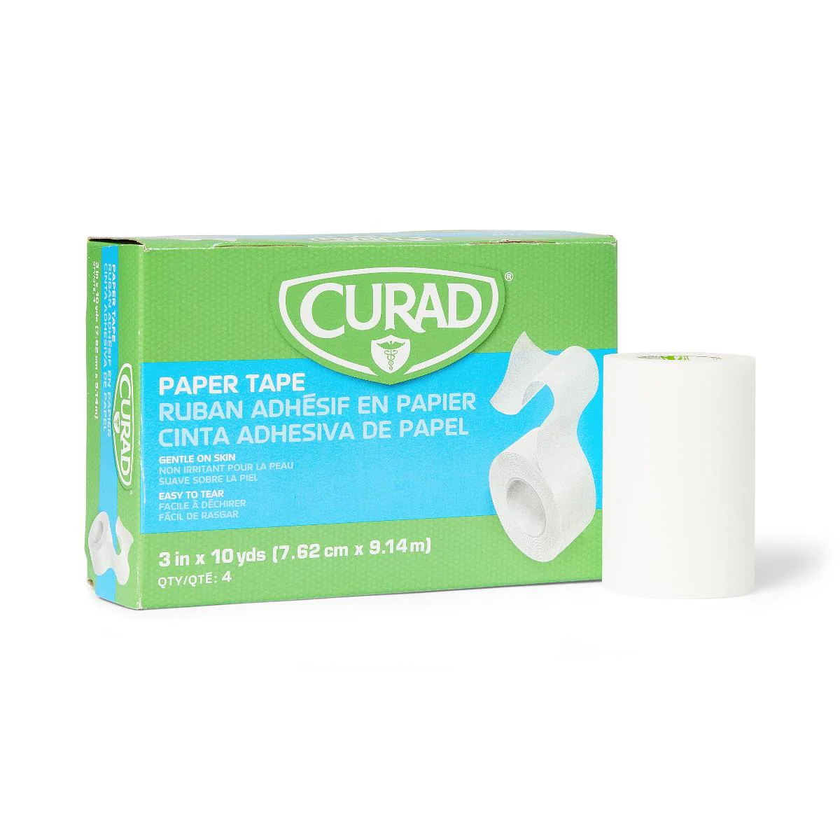 CURAD Paper Adhesive Tape, 3″ x 10 yd. (box of 4)