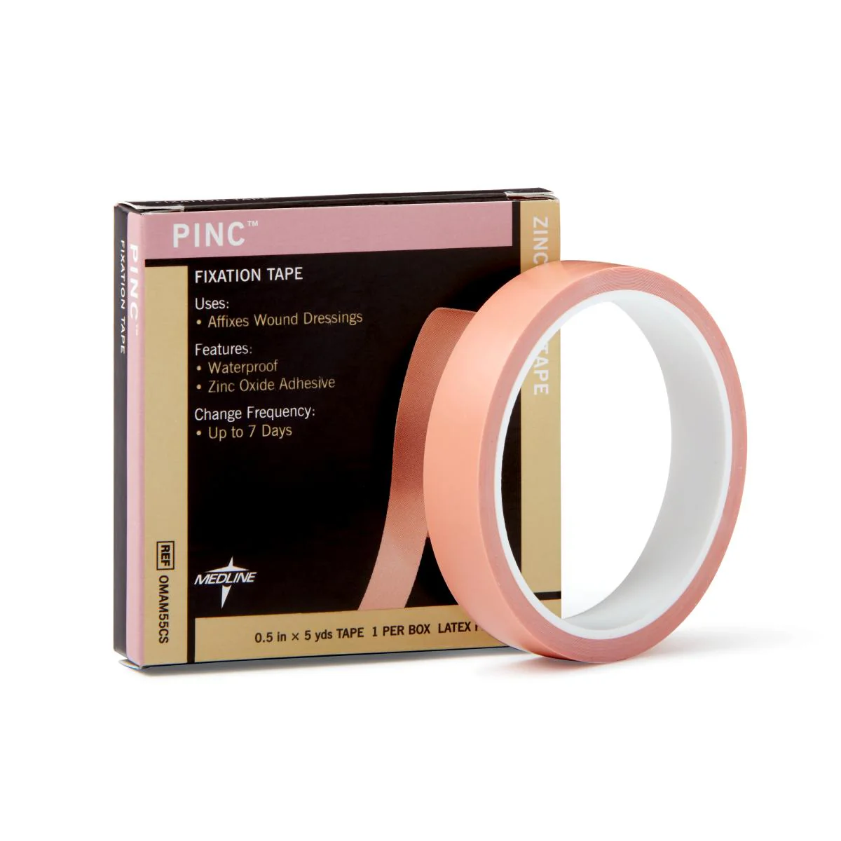 Pinc Zinc Oxide Fixation Tape, 1/2″ x 5 yd. (case of 36)