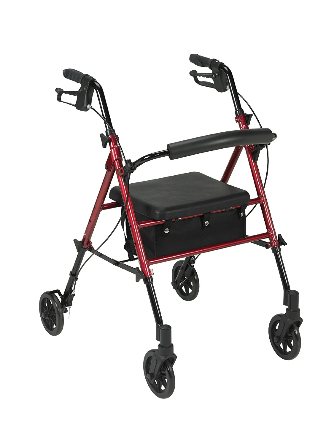 Drive Medical Adjustable Height Rollator Rolling Walker with 6″ Wheels, Red