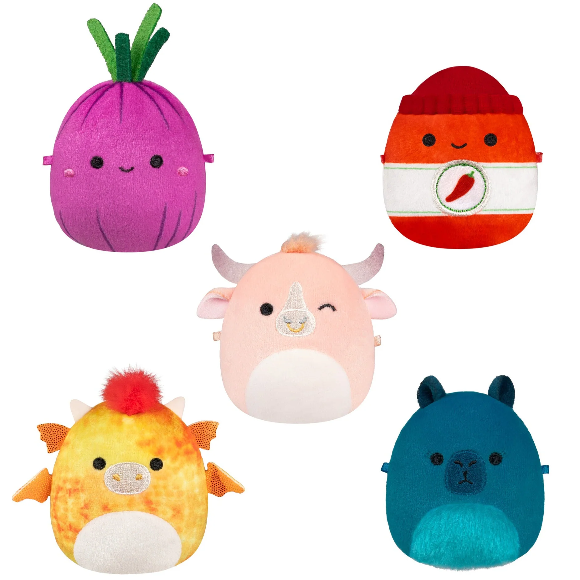 Micromallows 5-Pack – Howland Bull, Dieric Dragon, Azizbek Onion, Cyril Capybara, Illia Sriracha