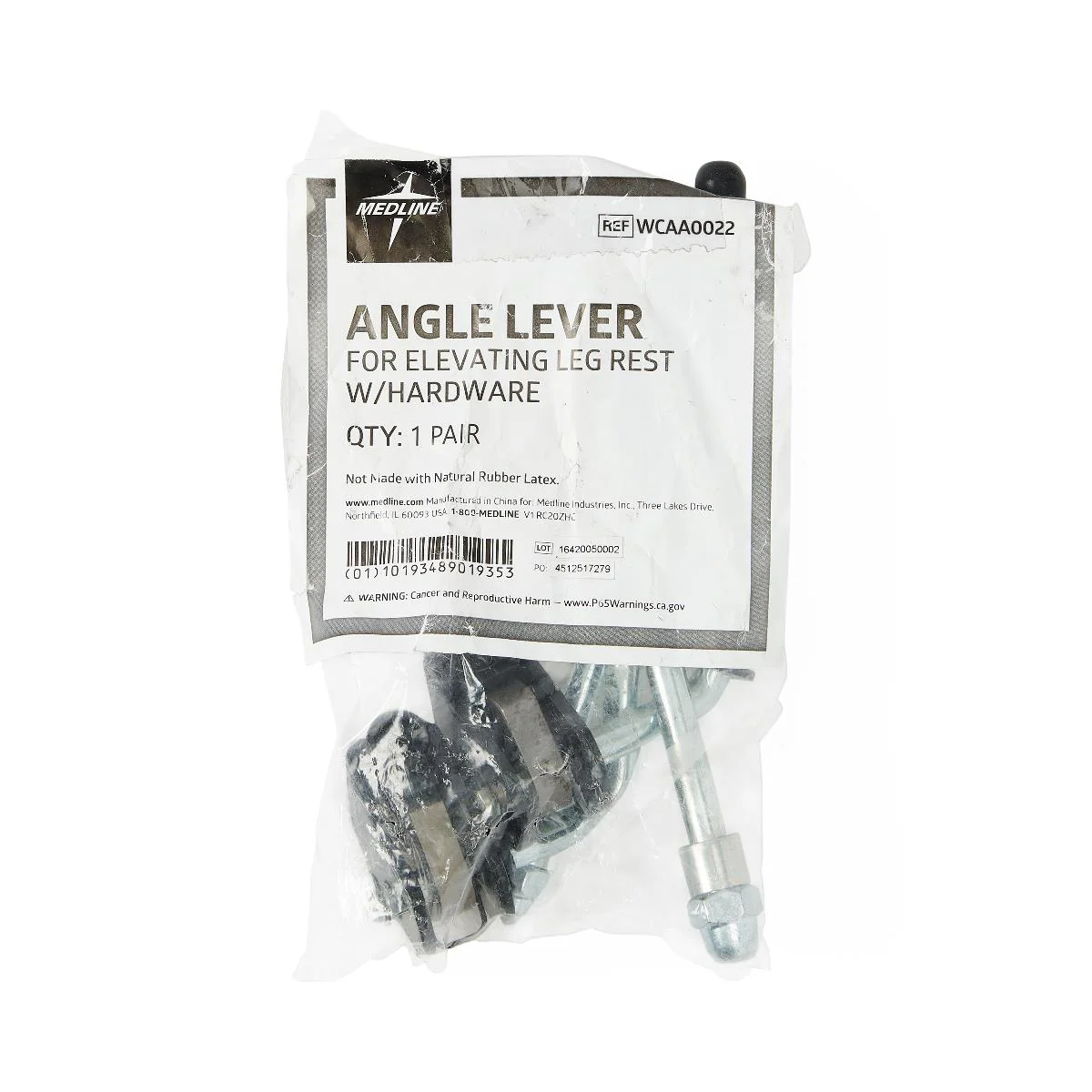 Angle Lever with Hardware for Elevating Leg Rest for Guardian KX Wheelchairs