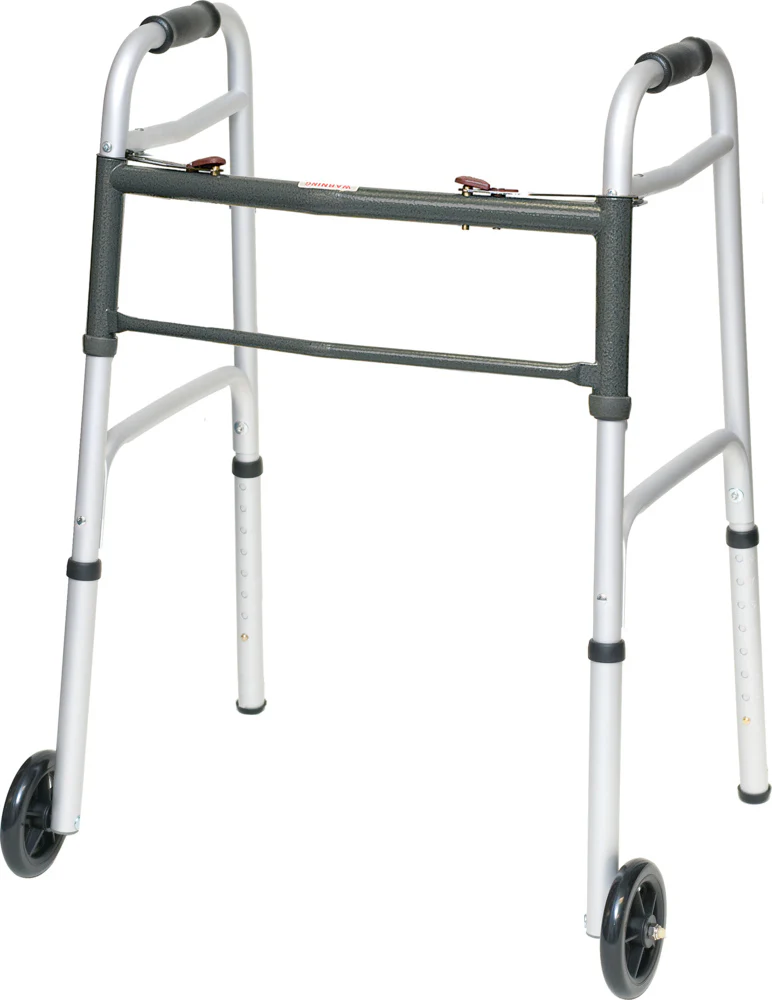 ProBasics Aluminum Two-Button Release Folding Junior Walker With 5″ Wheels