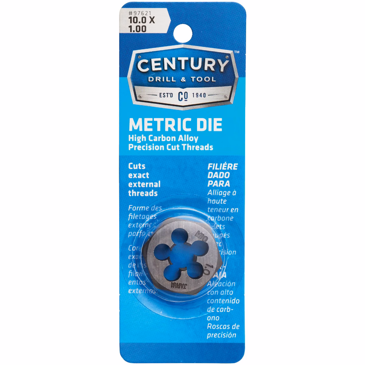 Century Drill & Tool 10.0×1.00 NPT 1 In. Across Flats Hexagon Pipe Die