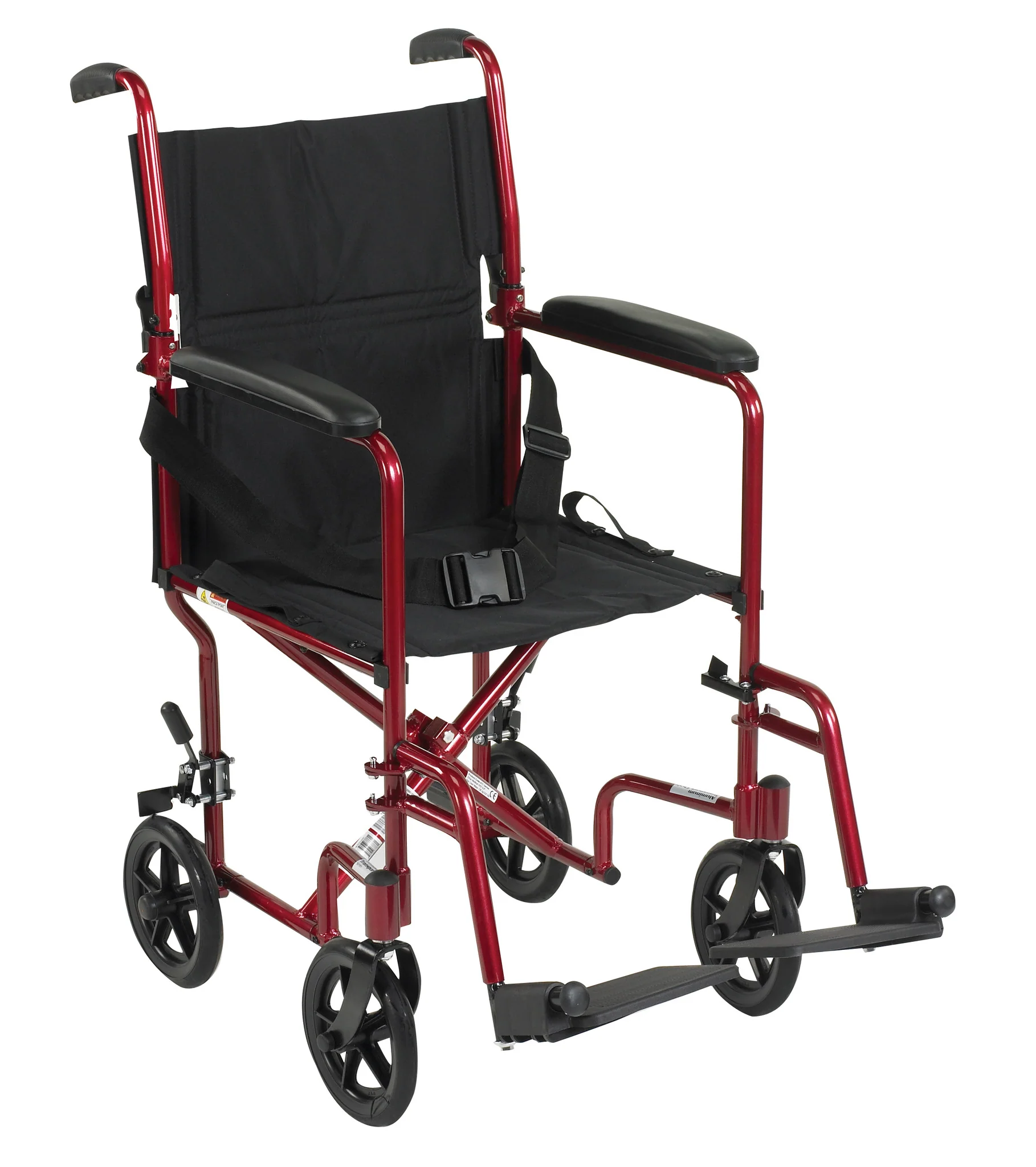 Lightweight Transport Wheelchair, 19″ Seat, Red