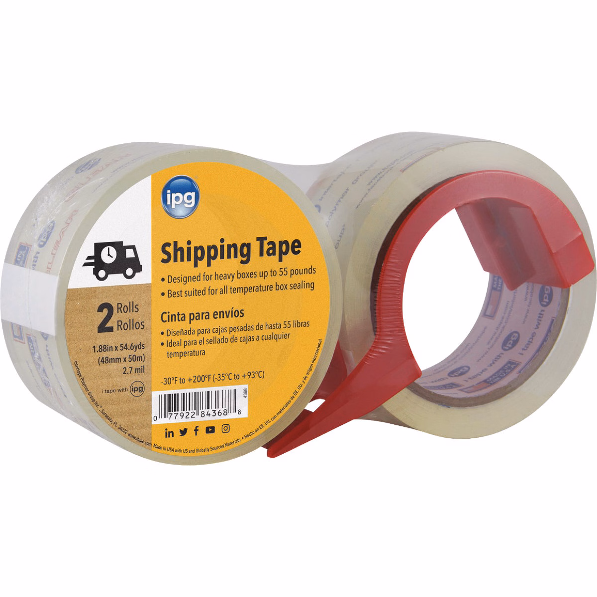 IPG 1.88 In. X 54.6 Yd. Clear Film Carton Sealing Tape (2 Pack)