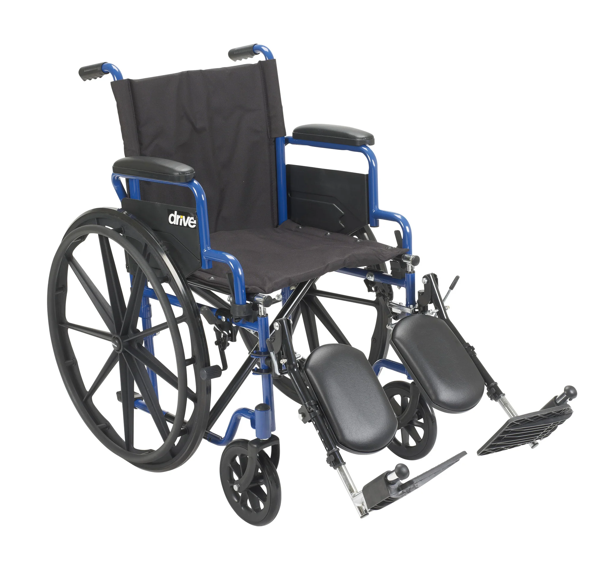 Blue Streak Wheelchair with Flip Back Desk Arms, Elevating Leg Rests, 20″ Seat