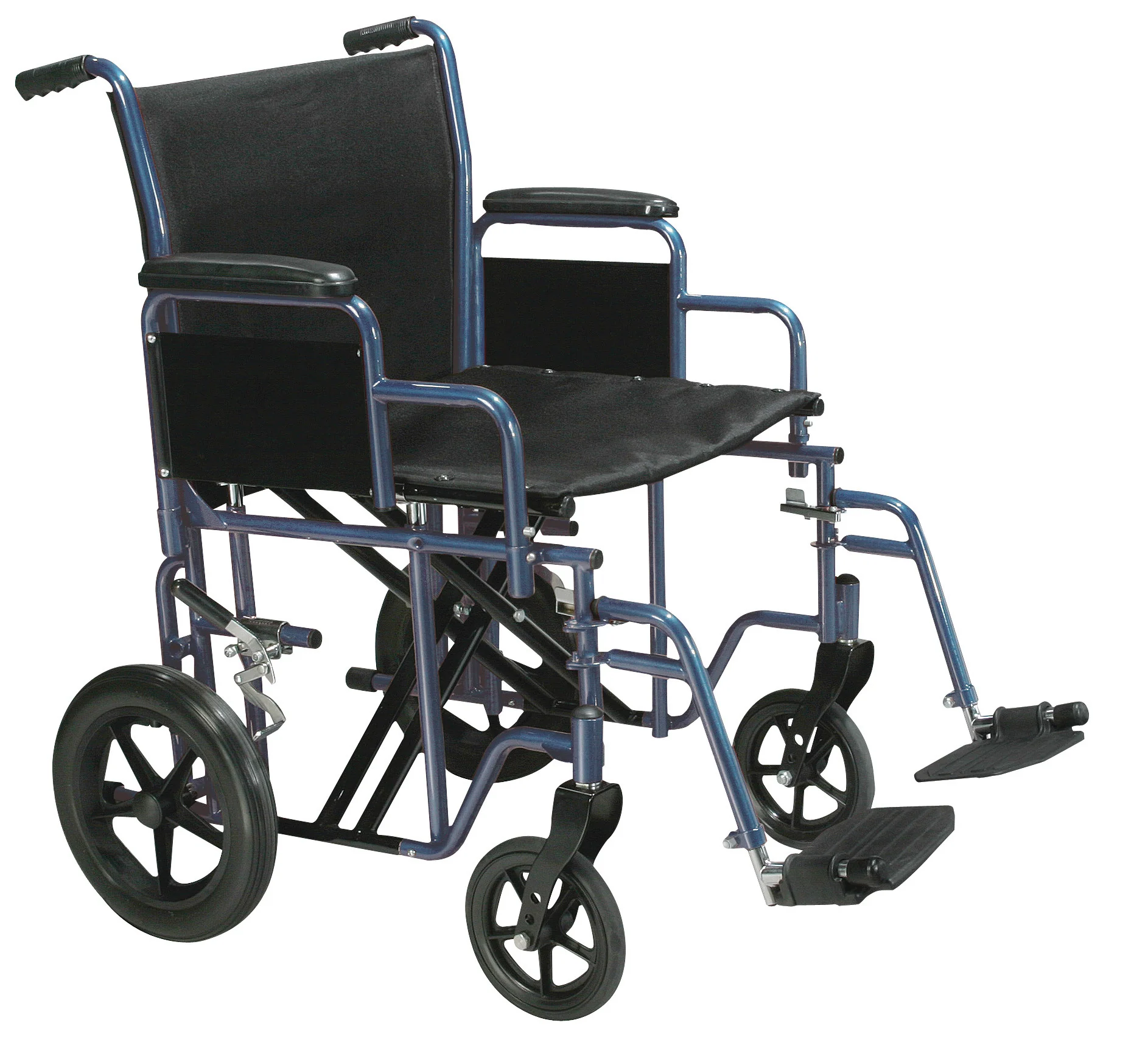 Bariatric Heavy Duty Transport Wheelchair with Swing Away Footrest, 22″ Seat, Blue