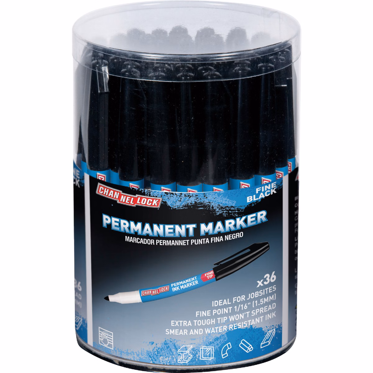 Channellock Fine Tip Black Ink Marker Display (36-Piece)
