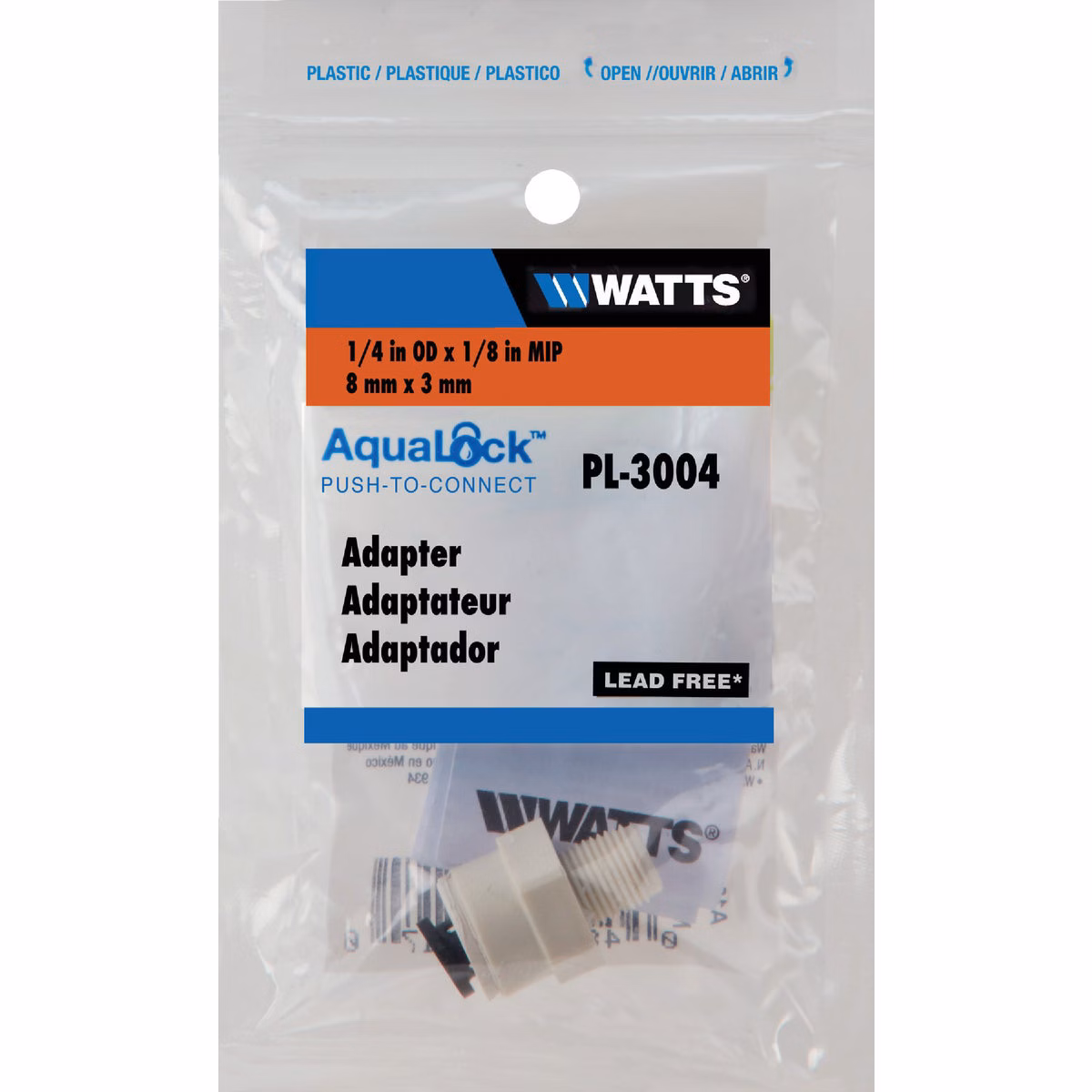 Watts Aqualock 1/4 In. OD x 1/8 In. MPT Push-to Connect Plastic Adapter