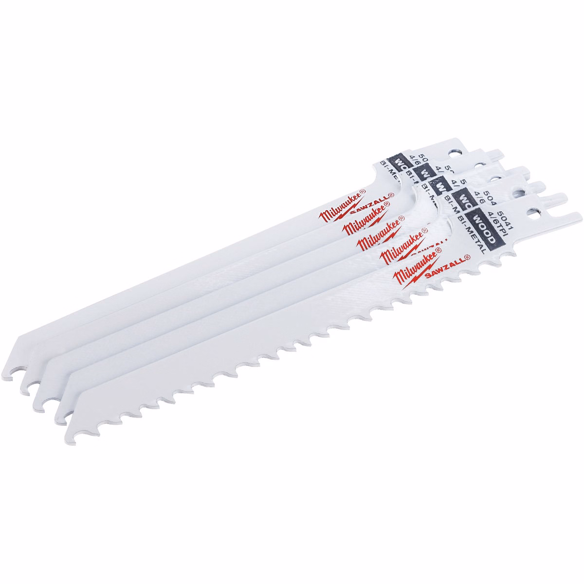 Milwaukee SAWZALL 6 In. 4/6 TPI Wood Scrolling Reciprocating Saw Blade (5-Pack)