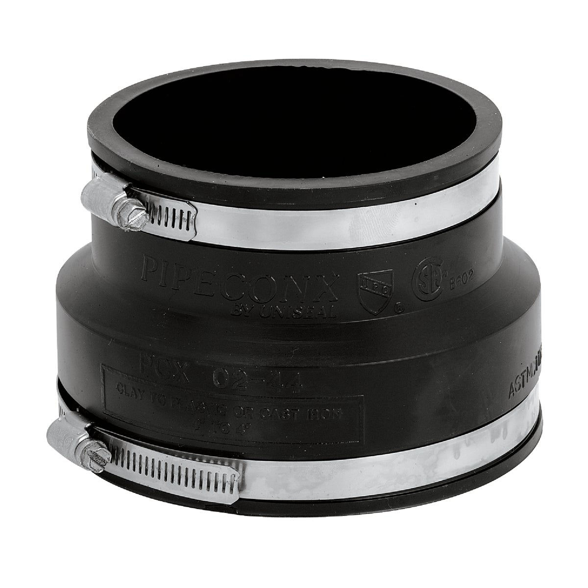 Fernco 4 In. x 4 In. Clay to Cast Iron or Plastic Reducing PVC Coupling