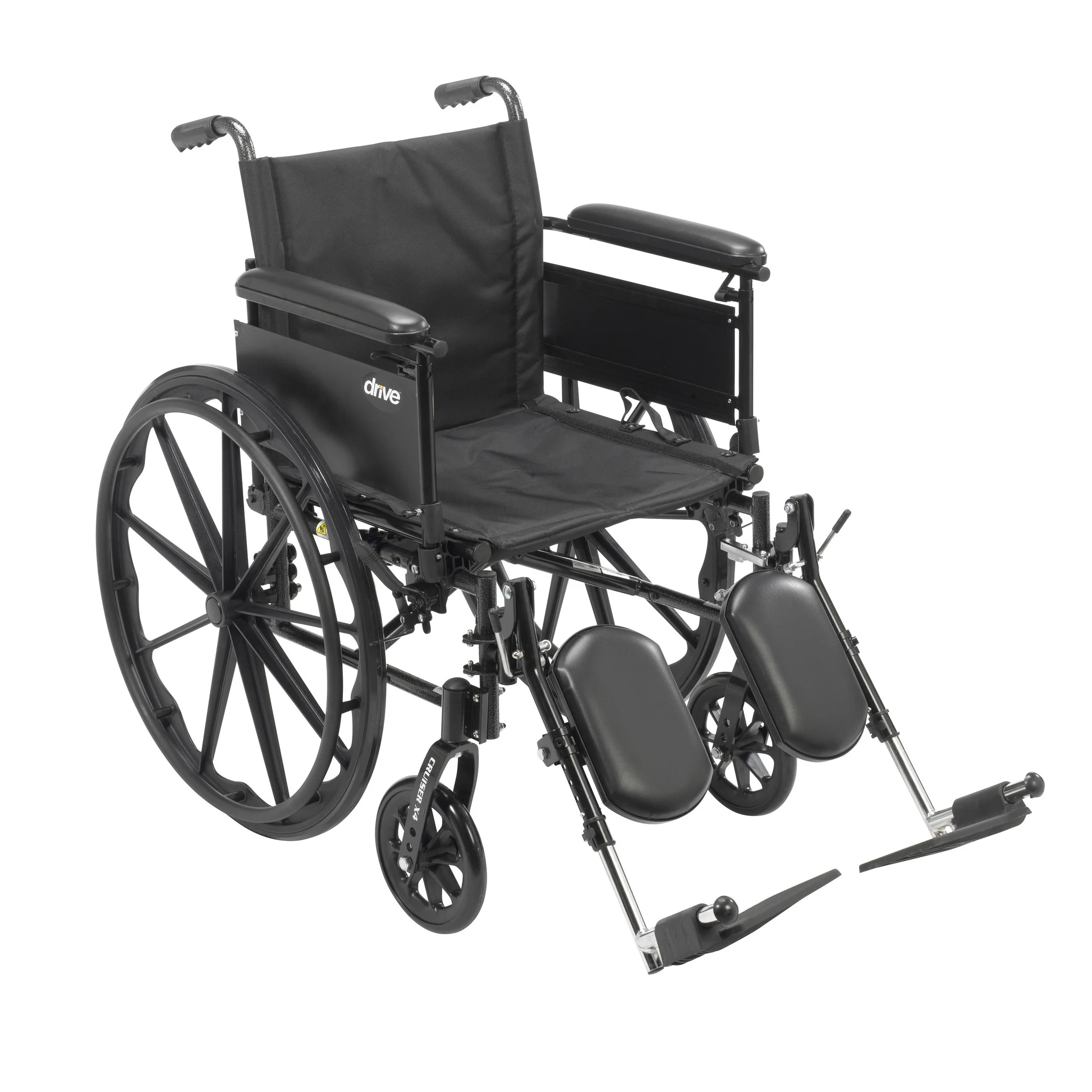 Cruiser X4 Lightweight Dual Axle Wheelchair with Adjustable Detachable Arms, Full Arms, Elevating Leg Rests, 18″ Seat