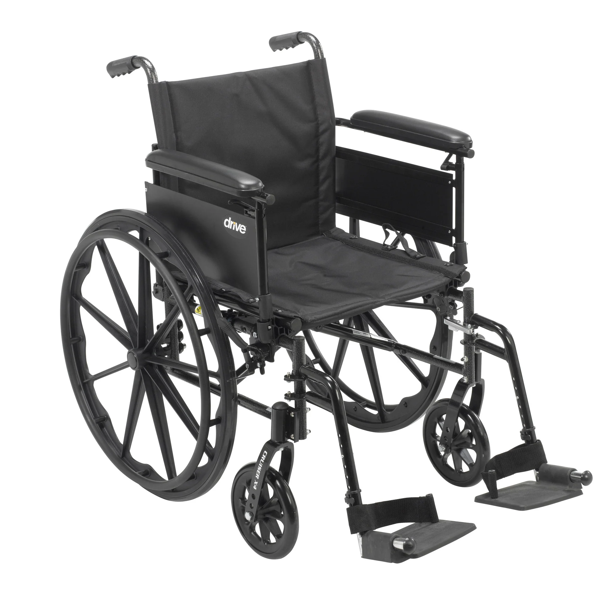 Cruiser X4 Lightweight Dual Axle Wheelchair with Adjustable Detachable Arms, Full Arms, Swing Away Footrests, 18″ Seat