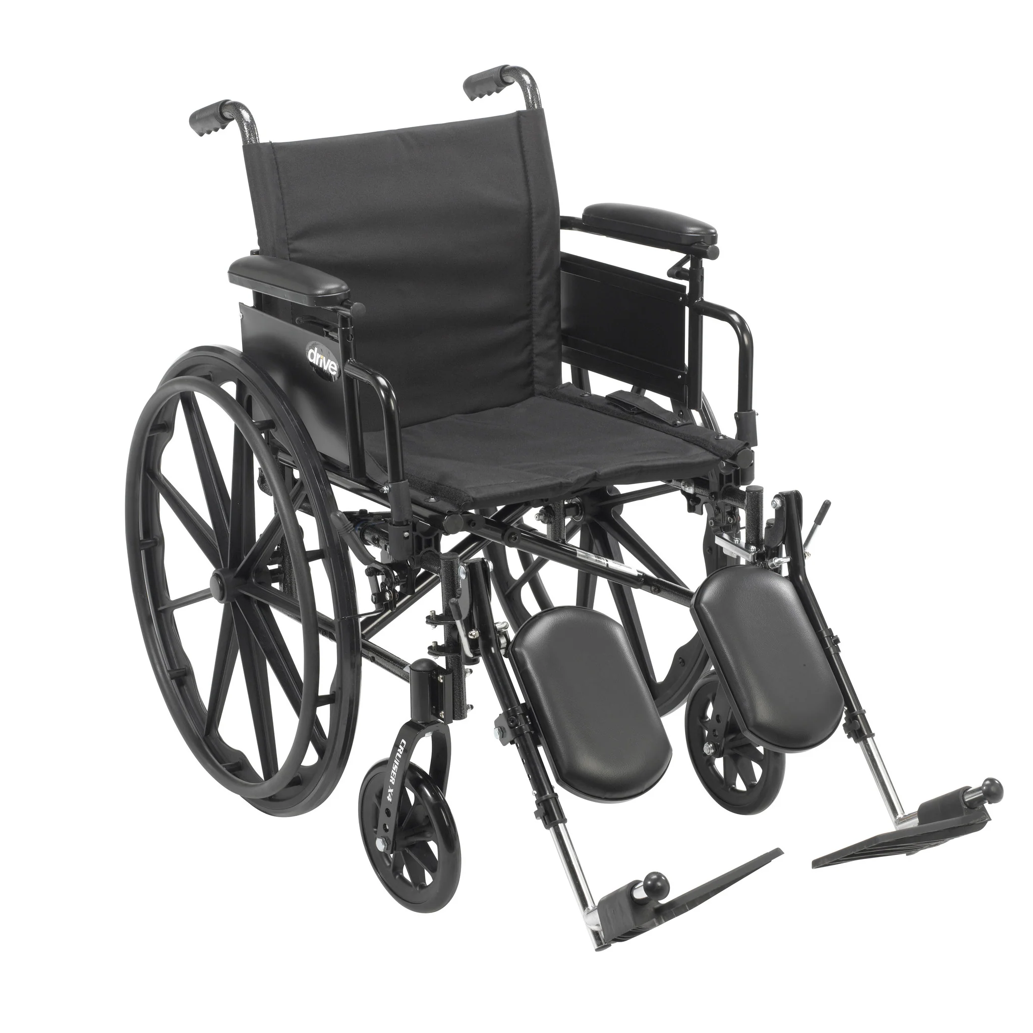 Cruiser X4 Lightweight Dual Axle Wheelchair with Adjustable Detachable Arms, Desk Arms, Elevating Leg Rests, 20″ Seat
