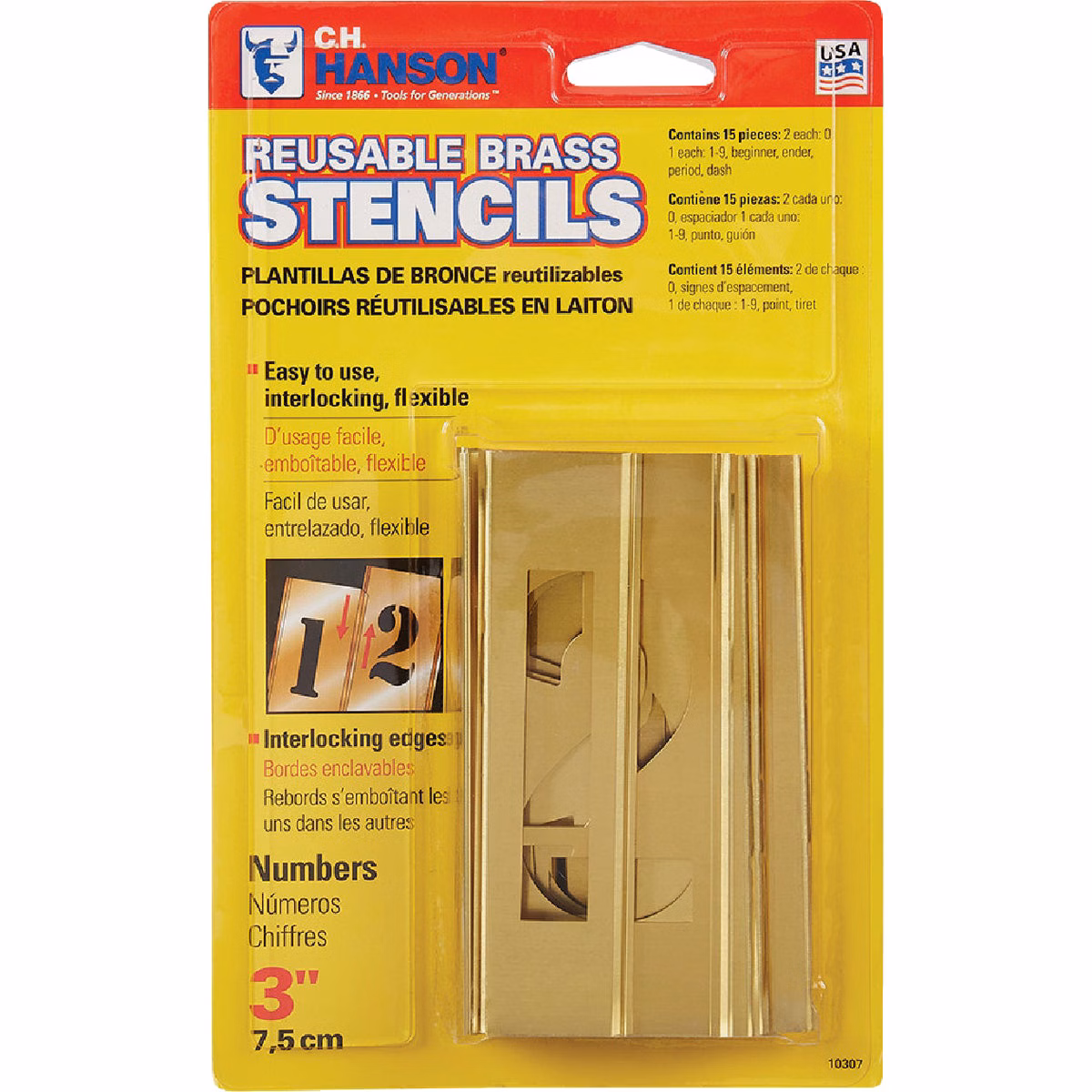 C.H. Hanson 3 In. Numeral Stencil Set (15 Piece)