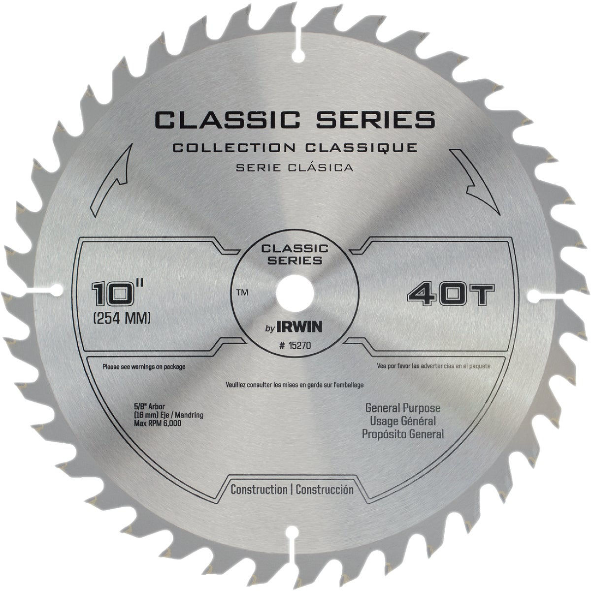 Irwin Classic Series 10 In. 40-Tooth General Purpose Circular Saw Blade