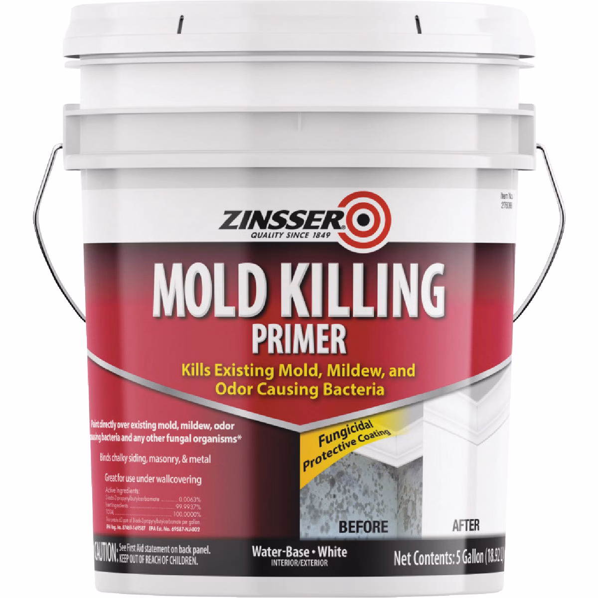 Zinsser Mold Killing Interior/Exterior Primer, White, 5 Gal.