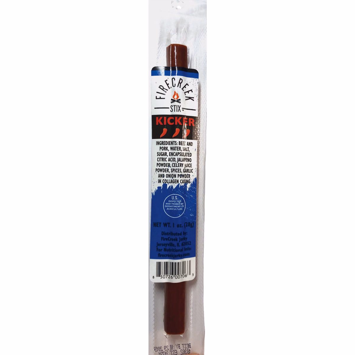FireCreek Snacks 1 Oz. Spicy Smoked Kicker Beef Stix Jerky