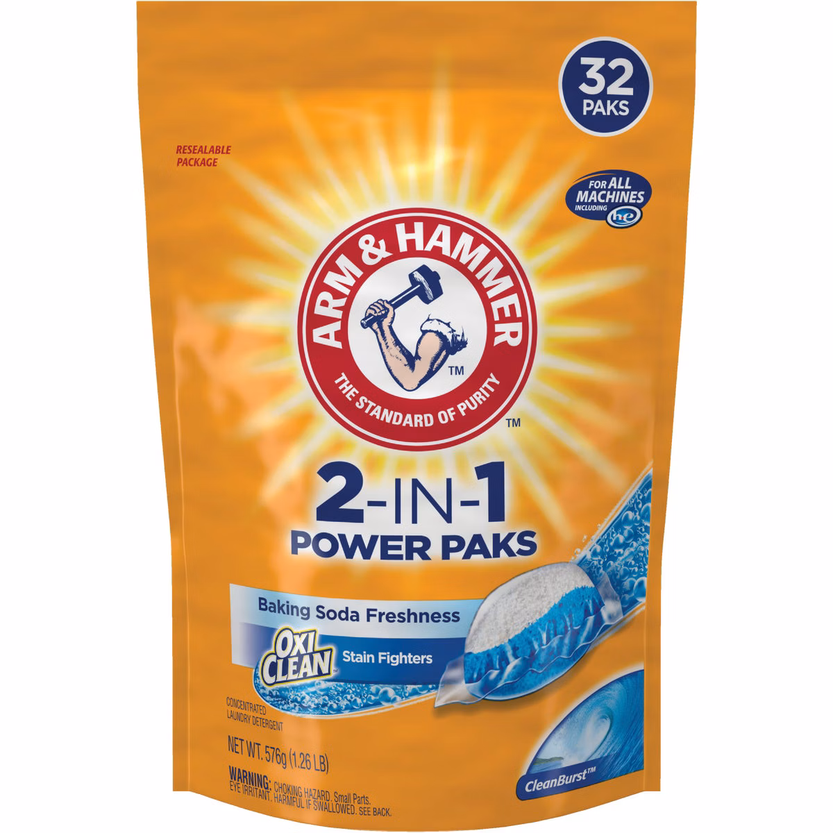 Arm & Hammer Plus OxiClean 2-In-1 Power Pak Laundry Detergent (32-Count)