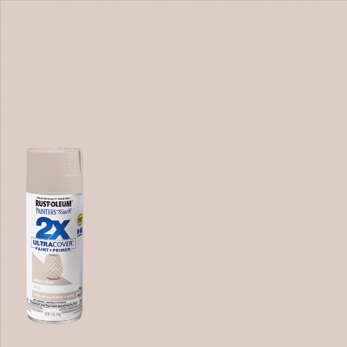 Rust-Oleum Painter's Touch 2X Ultra Cover 12 Oz. Satin Paint + Primer Spray Paint, Smokey Beige