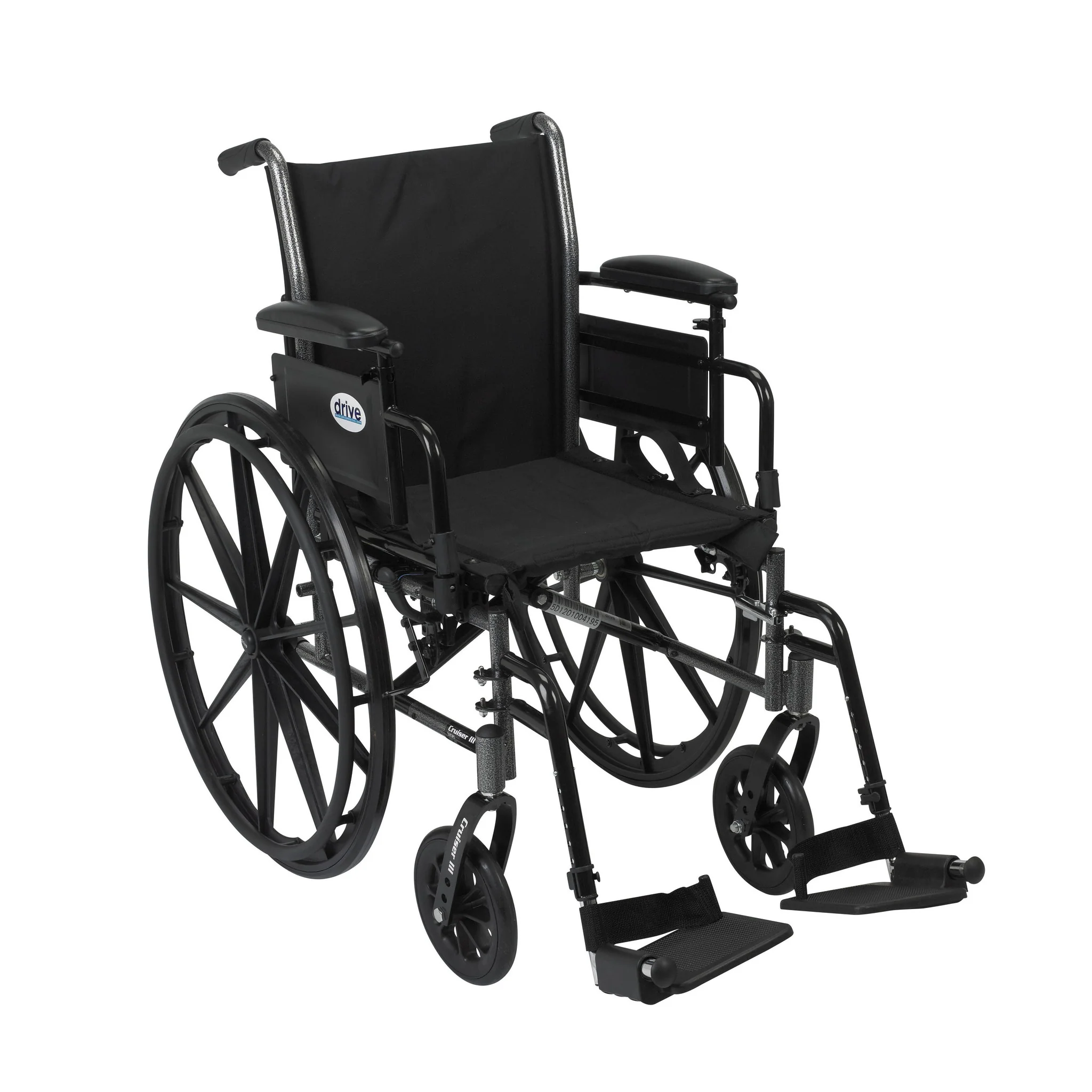 Cruiser III Light Weight Wheelchair with Flip Back Removable Arms, Adjustable Height Desk Arms, Swing away Footrests, 20″