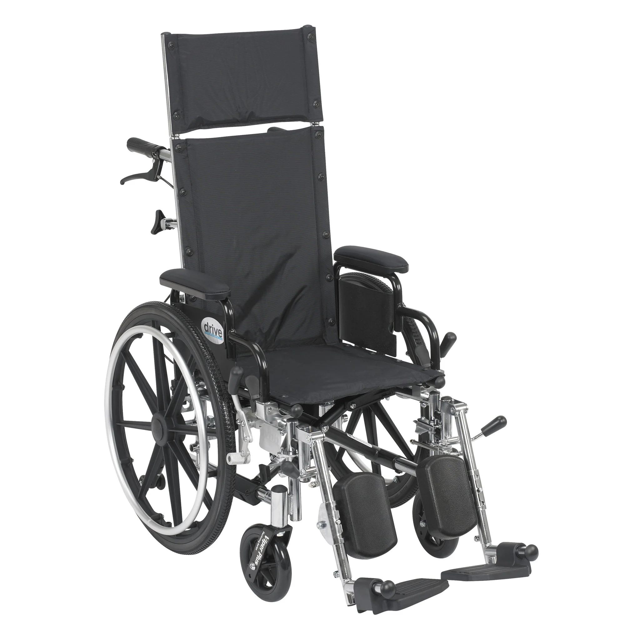 Viper Plus Light Weight Reclining Wheelchair with Elevating Leg Rests and Flip Back Detachable Arms, 14″ Seat