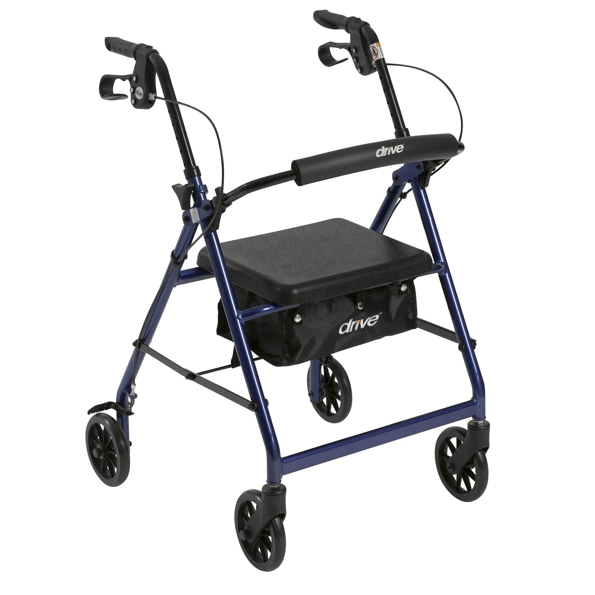 Walker Rollator with 6″ Wheels, Fold Up Removable Back Support and Padded Seat, Blue