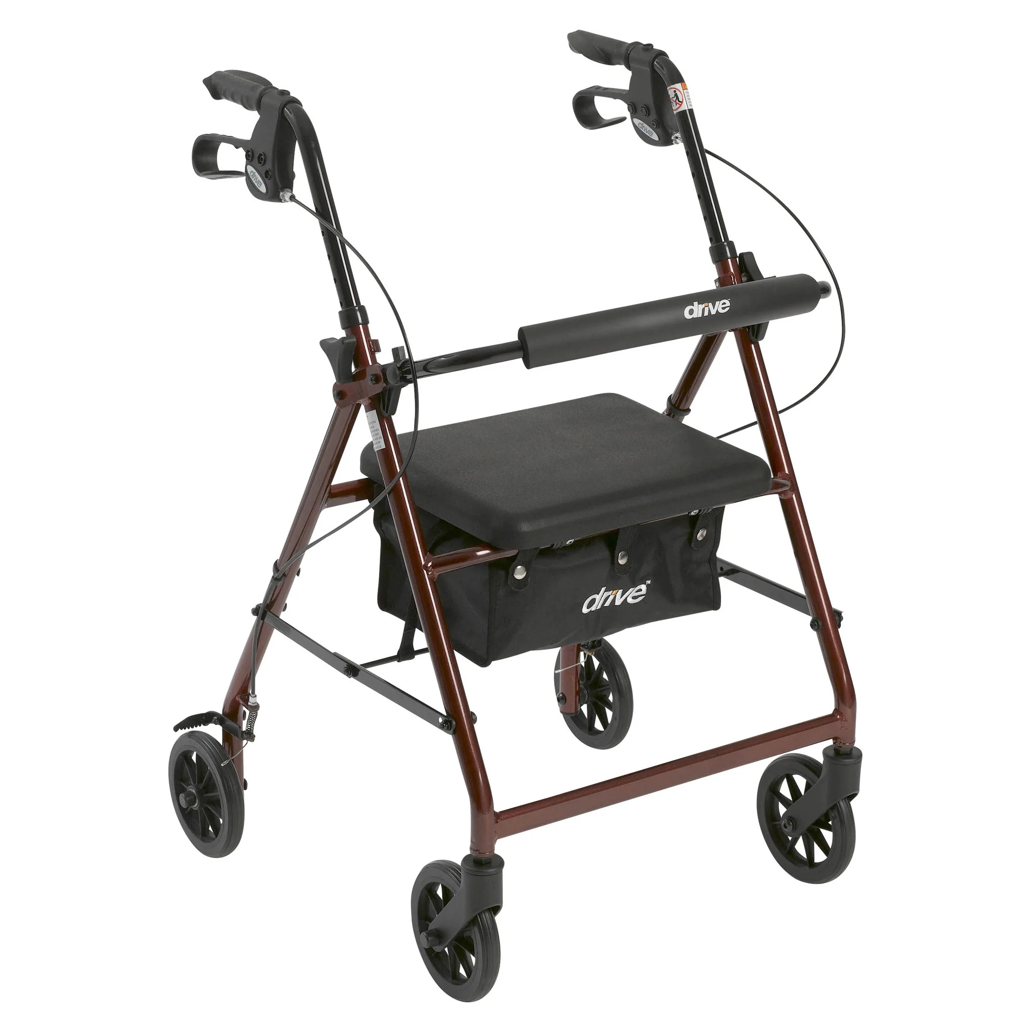 Walker Rollator with 6″ Wheels, Fold Up Removable Back Support and Padded Seat, Red