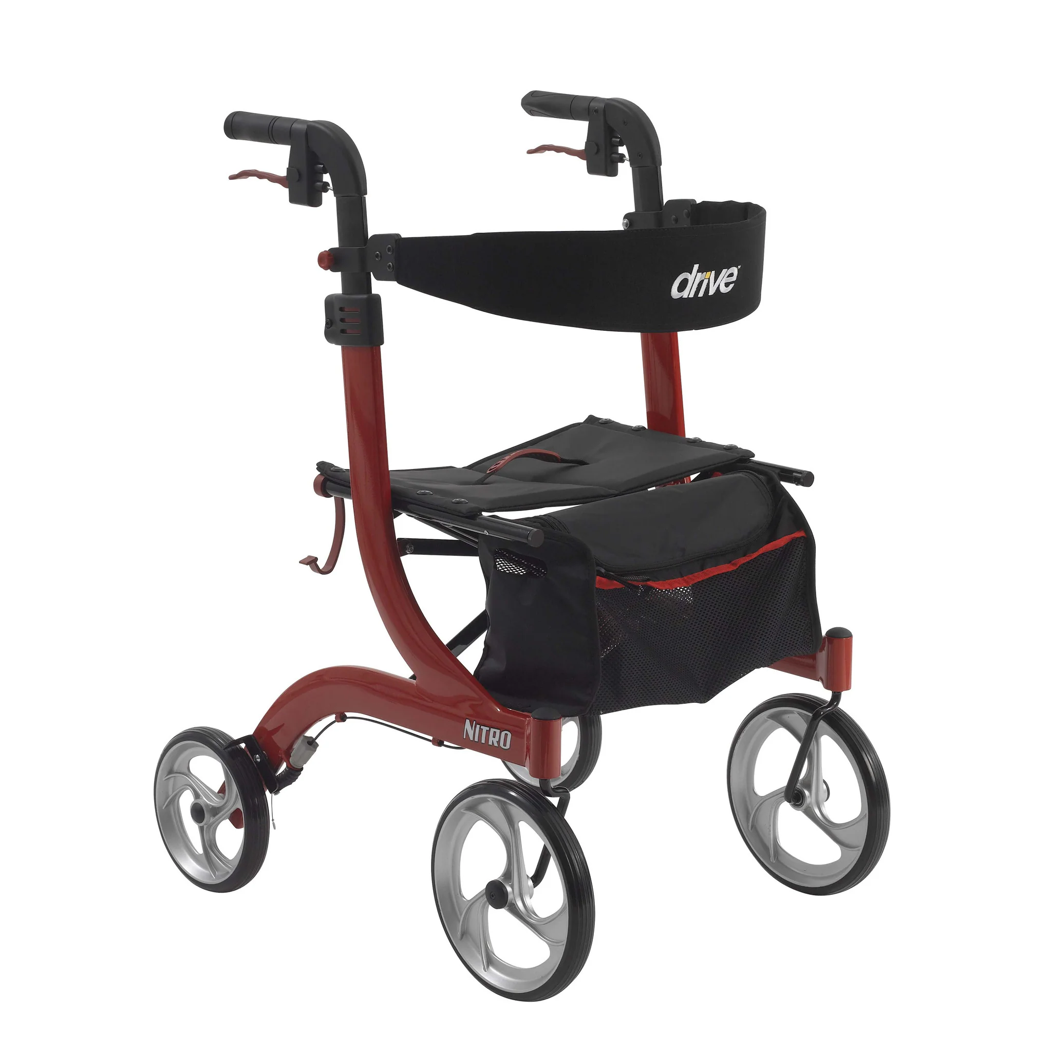 Nitro Aluminum Rollator, 10″ Casters, Red
