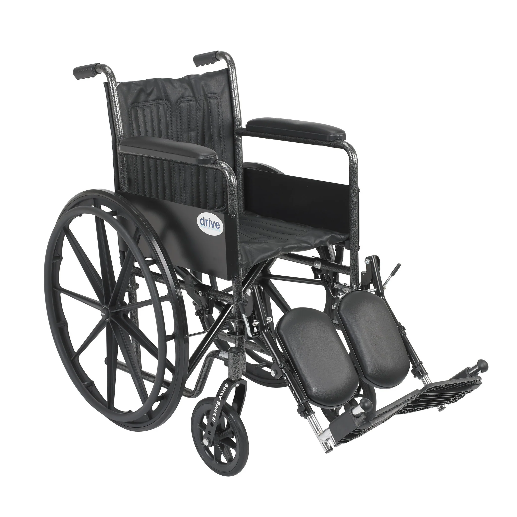 Silver Sport 2 Wheelchair, Non Removable Fixed Arms, Elevating Leg Rests, 18″ Seat
