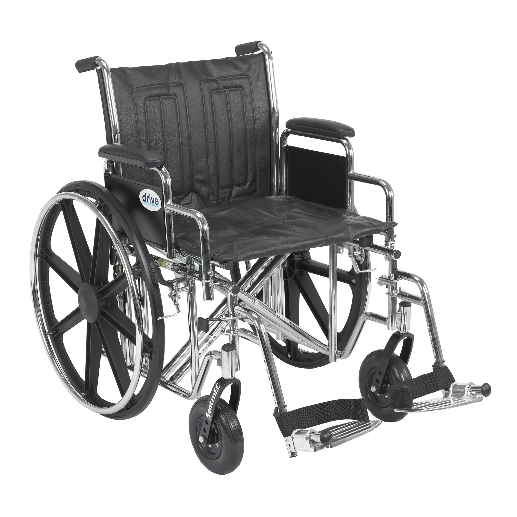 Sentra EC Heavy Duty Wheelchair, Detachable Desk Arms, Swing away Footrests, 20″ Seat