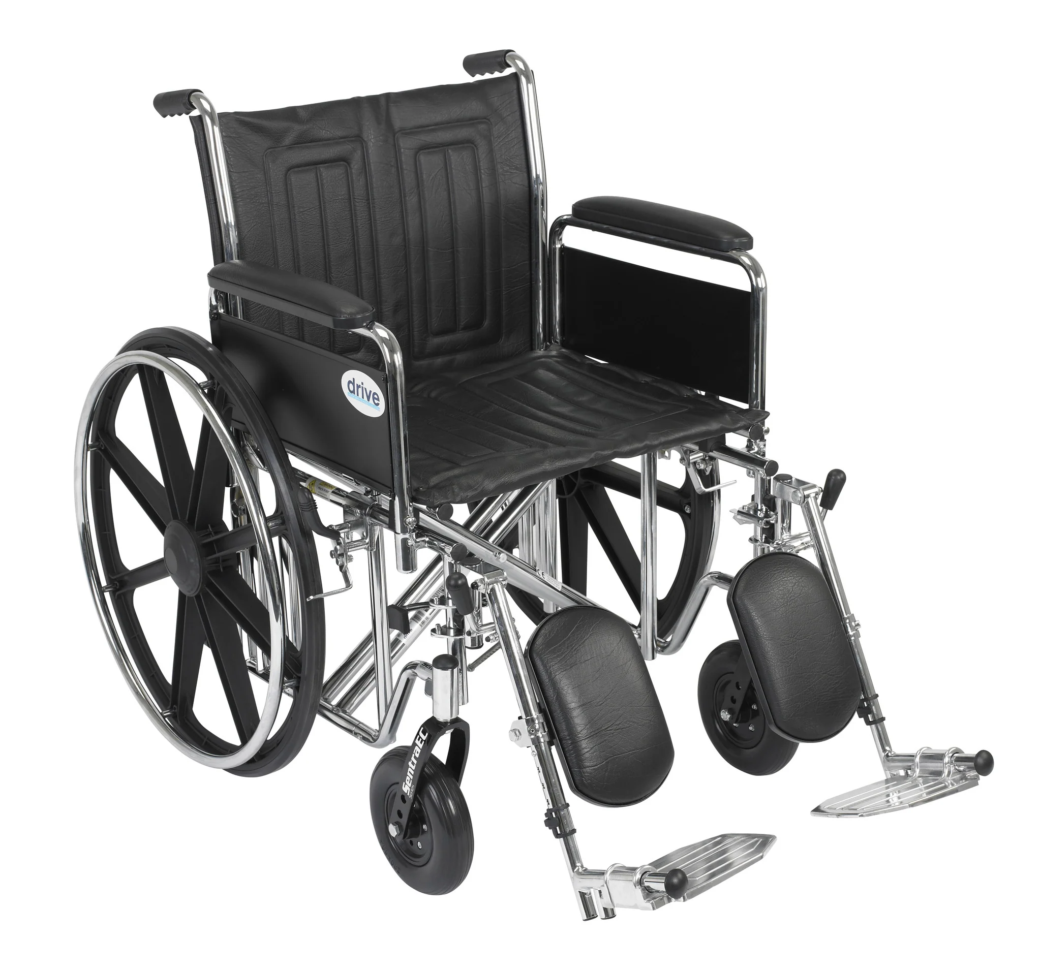 Sentra EC Heavy Duty Wheelchair, Detachable Full Arms, Elevating Leg Rests, 20″ Seat