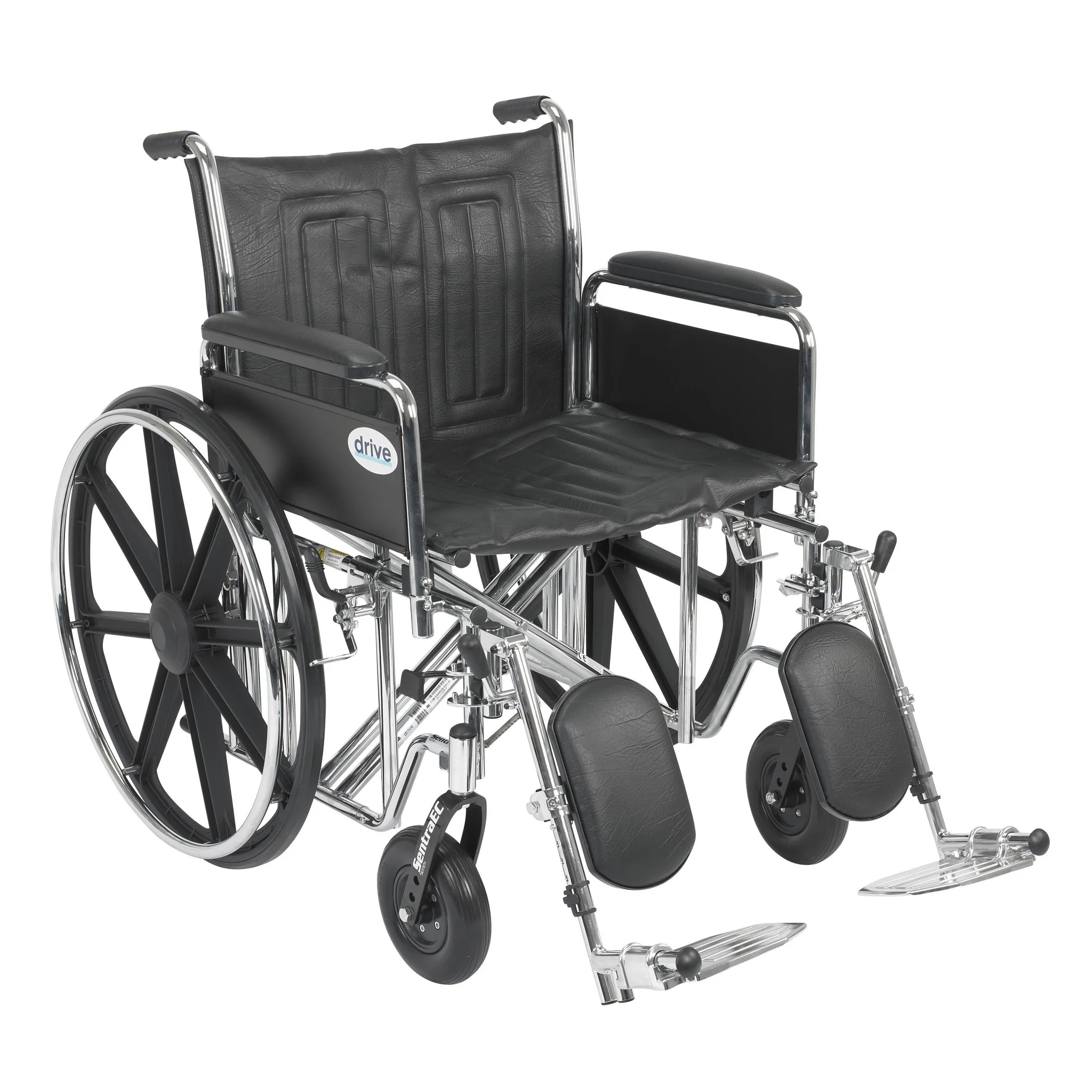 Sentra EC Heavy Duty Wheelchair, Detachable Full Arms, Elevating Leg Rests, 22″ Seat